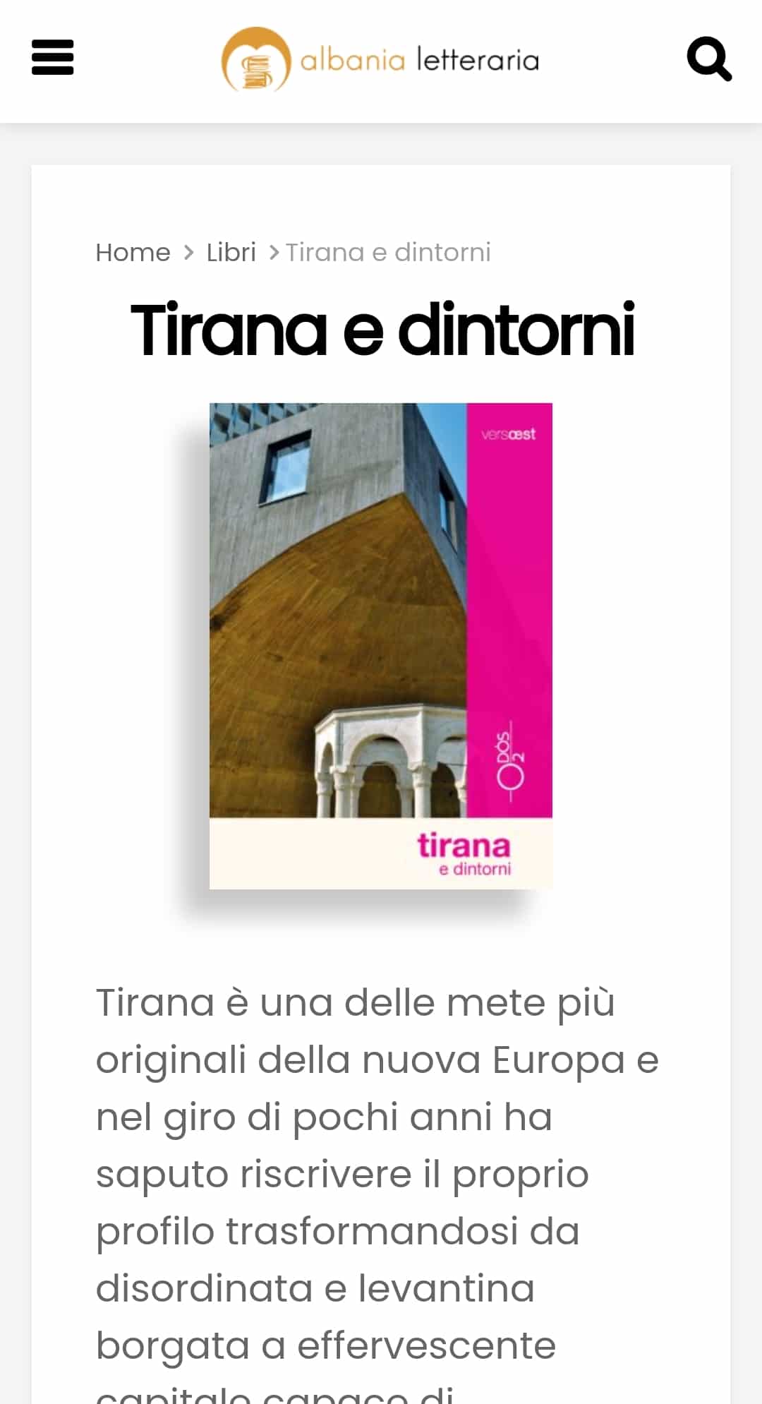 Tirana e dintorni su Albania letteria